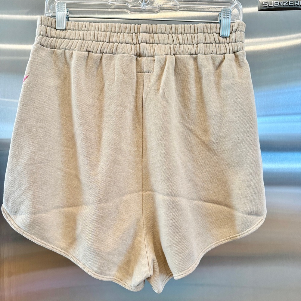 NWT Aviator Nation Bolt Stitch Lounger Short in Beige Tan Sand / Neon Pink - Picture 9 of 10